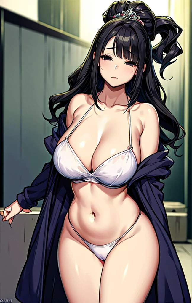 masterpiece, Highest quality, High resolution, she1, (Hair above the eyes:1.1),, , Thick hips,長髪Black Hair Black Hair mysterious