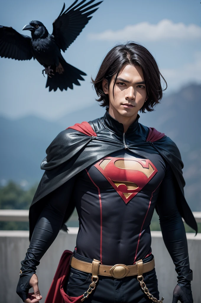 Super hero with crow-inspired costume 