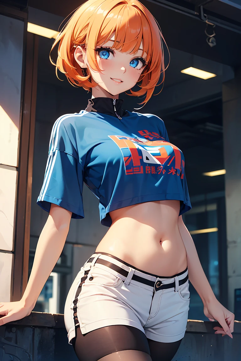 (La mejor calidad,A high resolution,Ultra - detallado,actual),Ariana Grande, (solo), camisa apretada, mangas,  camisa azul claro, pantalones blancos ajustados, de pie, broma, En la calle, frente a la playa, logo de gato en camisaq, pantalones blancos, mujer sexy, muscular, physical fitness, small breasts, caderas grandes, curvaore detailed 8K.motor irreal:1.4,UHD,La mejor calidad:1.4, fotorrealista:1.4, textura de la piel:1.4, obra maestra:1.8,obra-prima, mejor calidad,objeto Objeto], (detailed face features:1.3),(Las proporciones correctas),(Ojos hermosos azules),  (pose vaquero), ,( ciberpunk 2.1), (tokyo night alley background :1.4) 