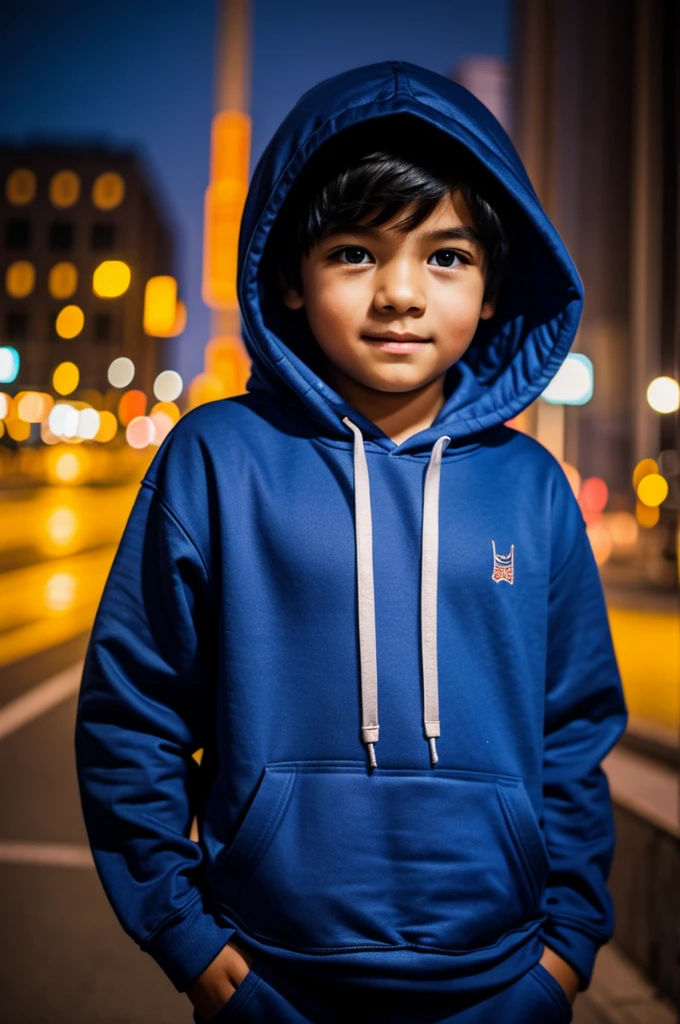 kid in night wearing hoodie