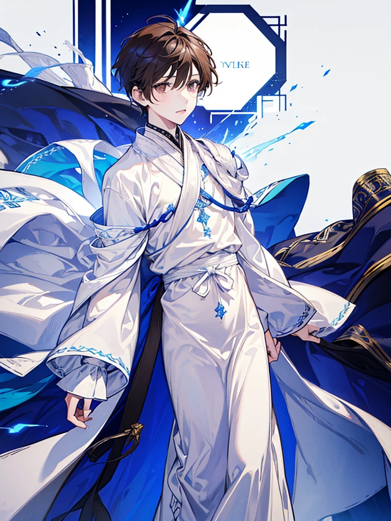 {{{visual novel sprite}}}, {{{white background}}}, 1male, short dark brown hair, brown eyes, cute, pretty, white Greek tunic, open robes, small penis,