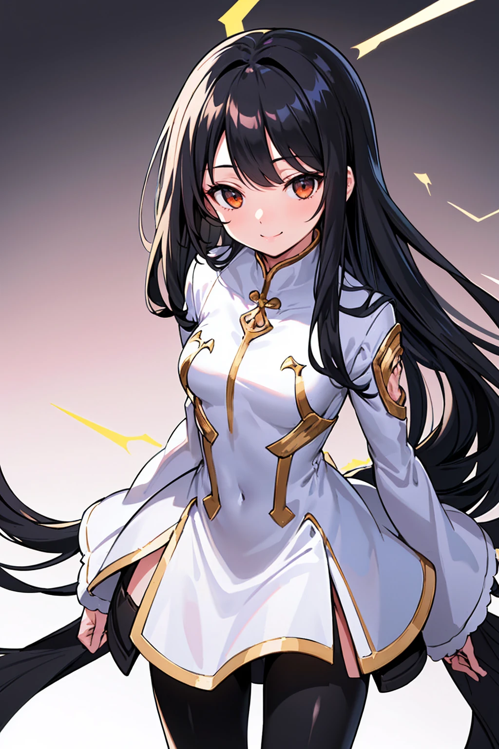 whole body,Standing posture, (alone,Beautifully arranged hair,Hime cut,Black Hair,Long Straight Hair,) (One girl, Normal milk), (beautifully drawn face:1.2) (Plug Suit:1.3,Black clothes) smile,Cool pose,(White background) 