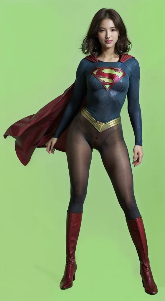 No background、(((Beautiful legs in black tights.)))、(((Legally express the beauty of your smile)))、((((Make the most of your original images)))、(((体にぴったりフィットするSupergirl Costume)))、(((Supergirl Costume)))、(((Beautiful Short Hair)))、(((She is winking cutely.)))、(((Please wear black tights....、Wear red boots)))、((Best image quality、8k))、((Highest quality、8k、masterpiece:1.3))、(((Preserve background )))、Sharp focus:1.2、Beautiful woman with perfect figure:1.4、Slim Abs:1.2、Wet body:1.5、Highly detailed face and skin texture、8k