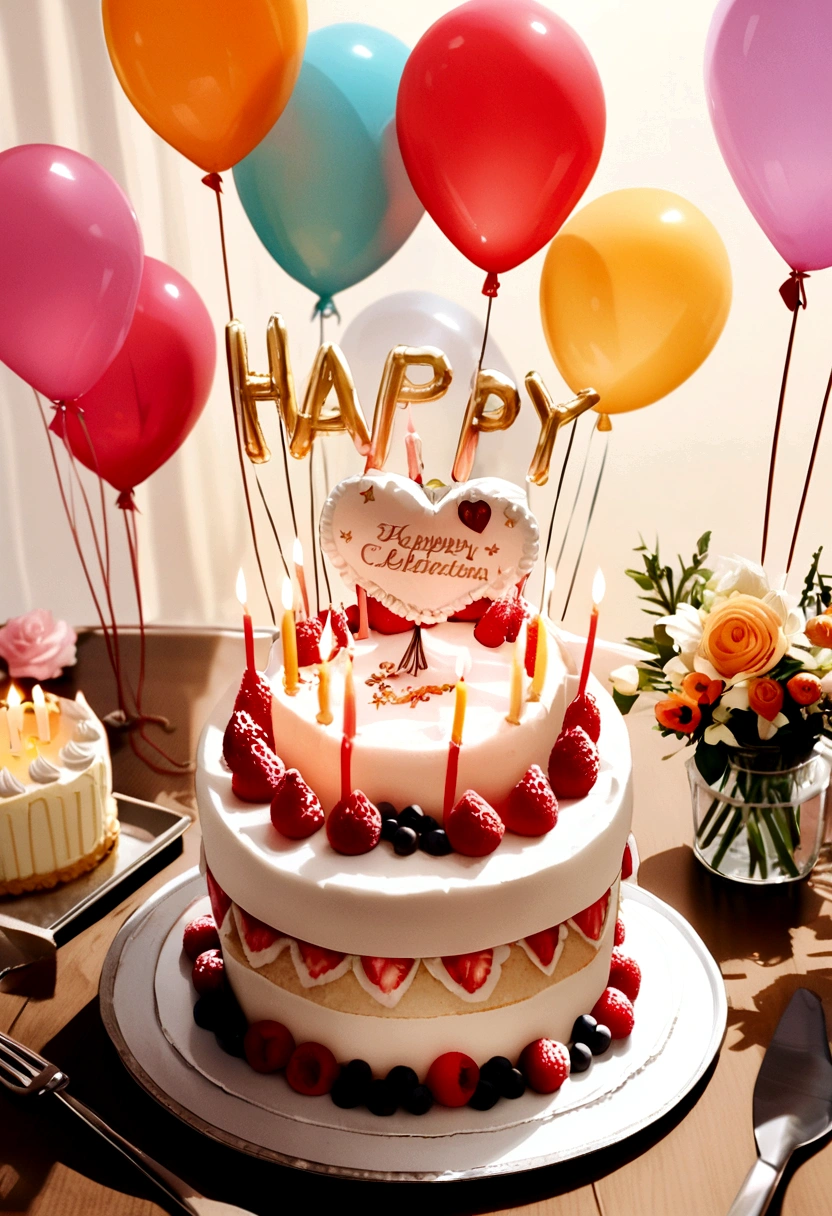 celebration cake,candle,balloon,happy atmosphere,photography