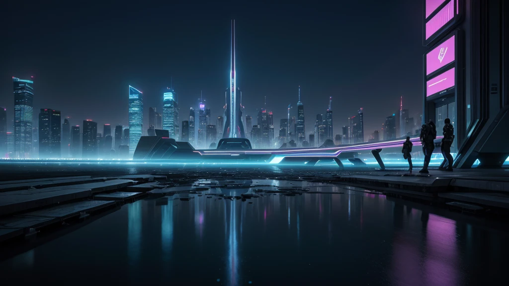 Photograph,Nexus Zone (Futuristic): A mysterious region where advanced technology reigns, full of neon skyscrapers, androids and anti-gravity vehicles