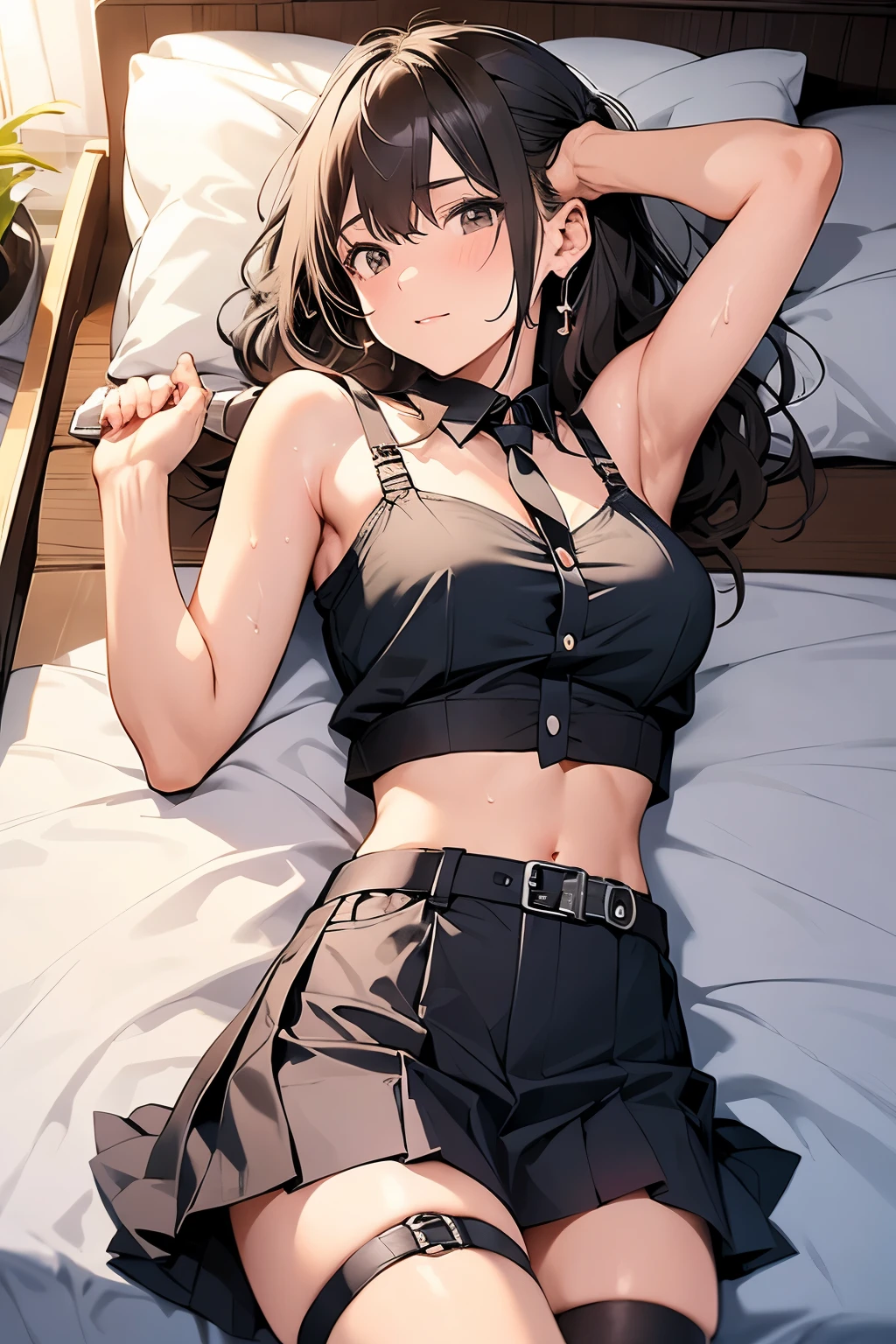 Gazing at the audience　　　Black suspenders　　　bulging ???????????　　 　 　　　wall 　mini skirt　garterbelt　garter　　　　　　vision　　　Small face　 　　　holster　　　Beautiful woman　　Show me your hands　　 Lying in bed　　vision 　　Taunt　~ side　~ side汗 　arm　　belt　summer　Armpit sweat