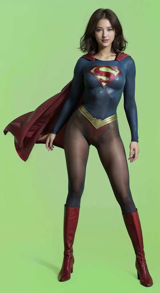 No background、(((Beautiful legs in black tights.)))、(((Legally express the beauty of your smile)))、((((Make the most of your original images)))、(((体にぴったりフィットするSupergirl Costume)))、(((Supergirl Costume)))、(((Beautiful Short Hair)))、(((She is winking cutely.)))、(((Please wear black tights....、Wear red boots)))、((Best image quality、8k))、((Highest quality、8k、masterpiece:1.3))、(((Preserve background )))、Sharp focus:1.2、Beautiful woman with perfect figure:1.4、Slim Abs:1.2、Wet body:1.5、Highly detailed face and skin texture、8k