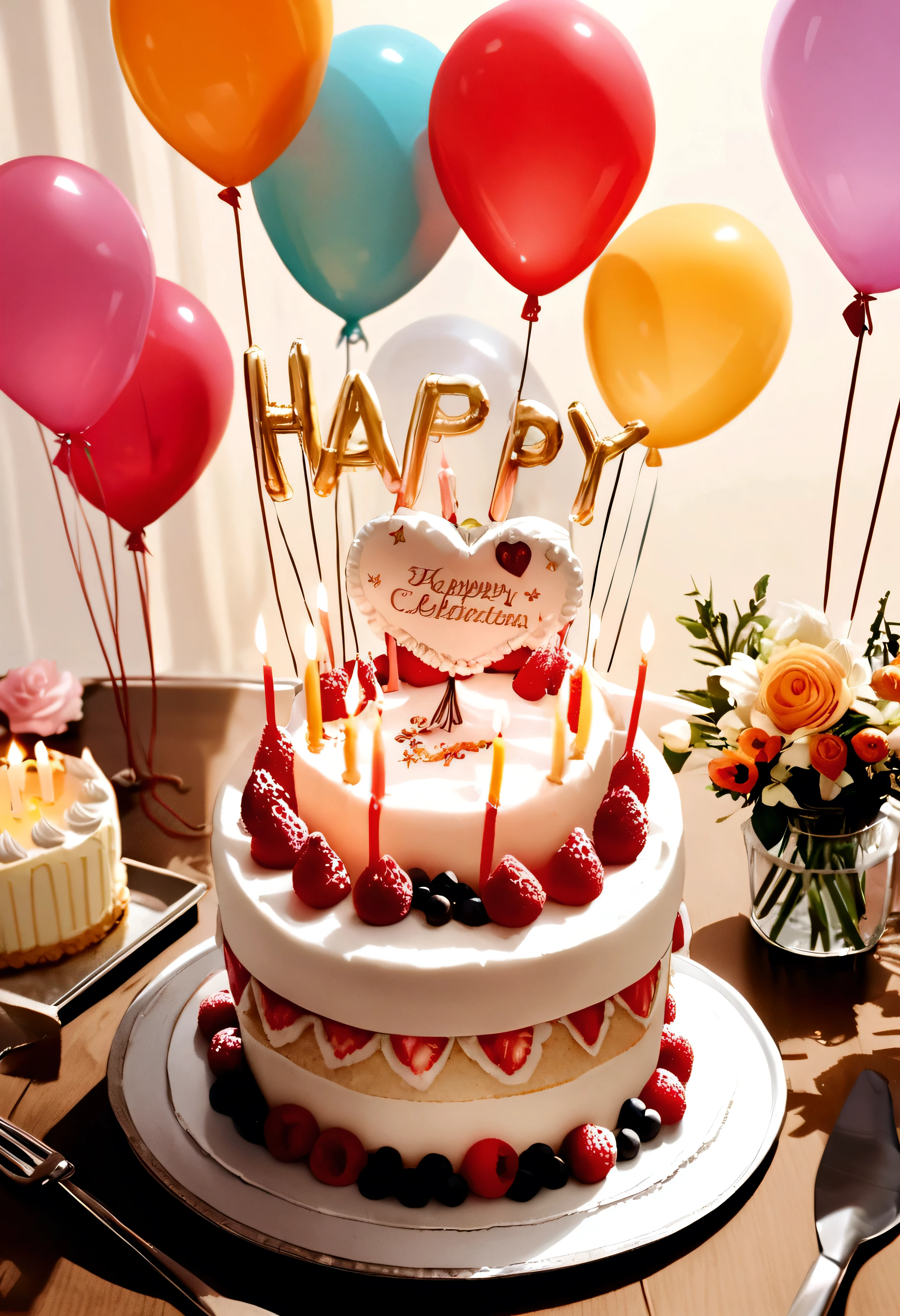 celebration cake,candle,balloon,happy atmosphere,photography