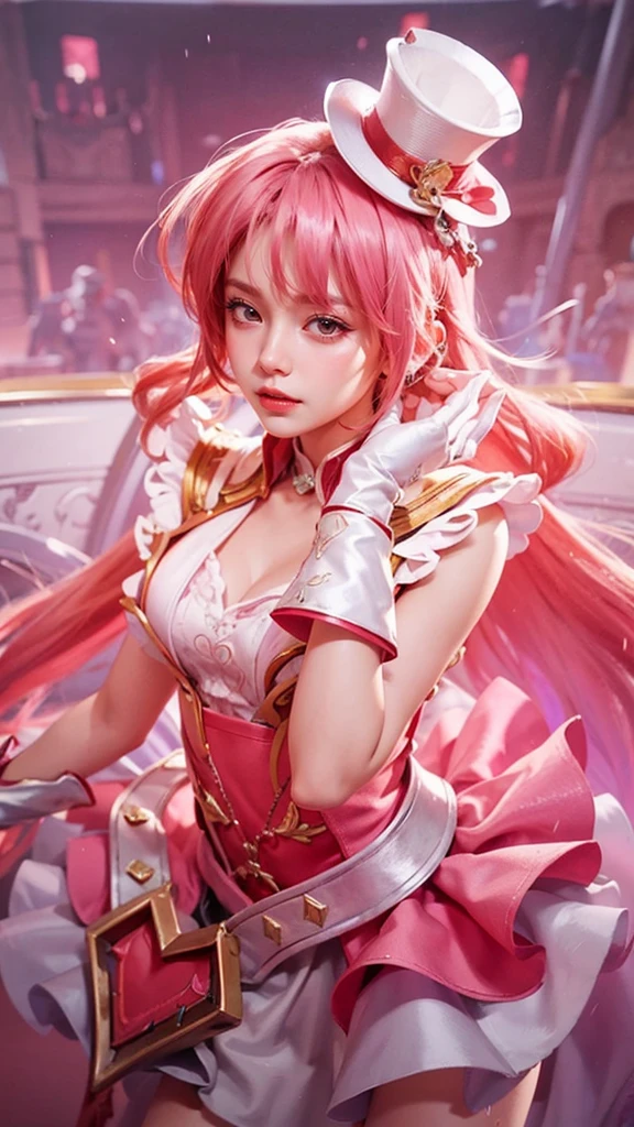 a close up of a 4 girls  ,pink hair , big booobs ,  shadowbringers cinematic, 4 k detail fantasy, a beautiful fantasy empress, game cg, xianxia fantasy, xianxia hero, 2. 5 d cgi anime fantasy artwork, cinematic goddess close shot, ruan jia and artgerm, wow 4 k detail fantasy, hyperdetailed fantasy character