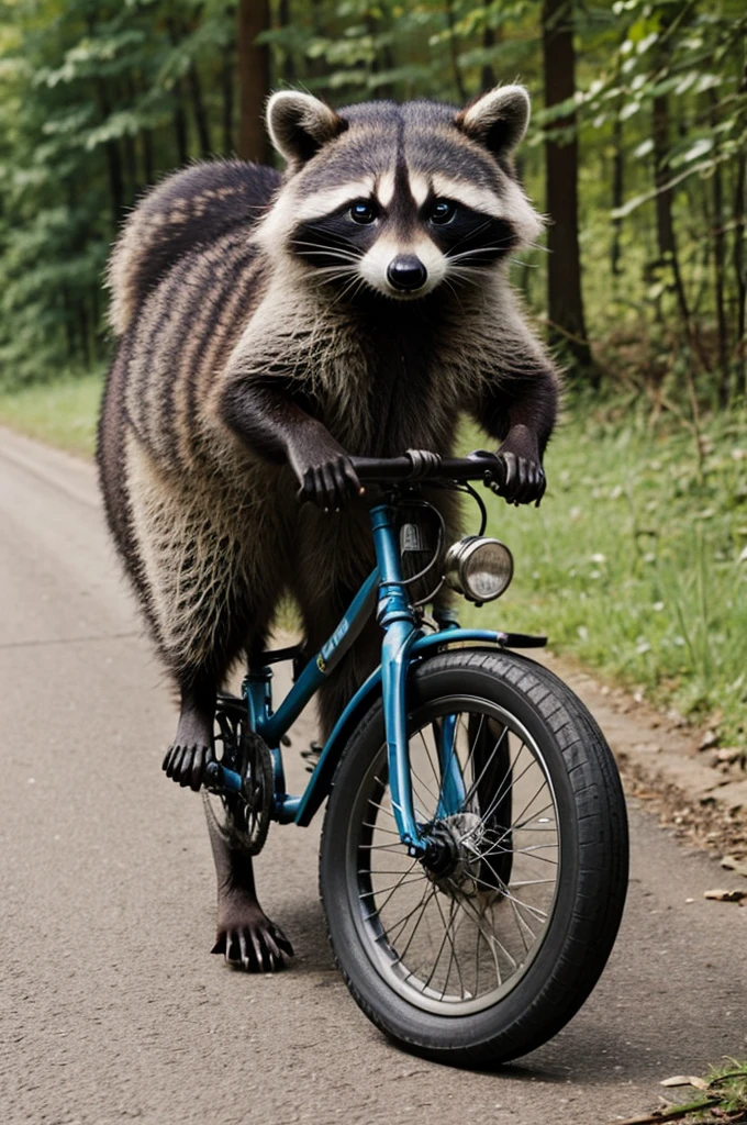 Raccoon on bike