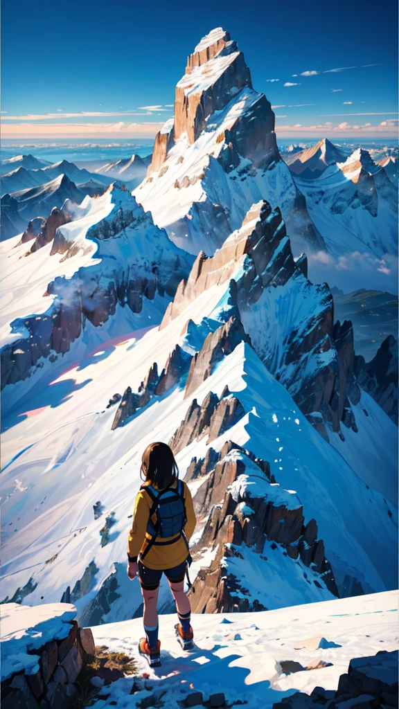 masterpiece, Highest quality, {Highest quality}, {{masterpiece}}, {High resolution},Mountain climbing, young girls