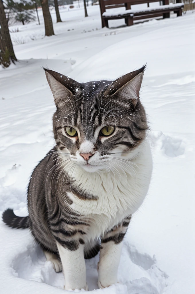 A cat in snow