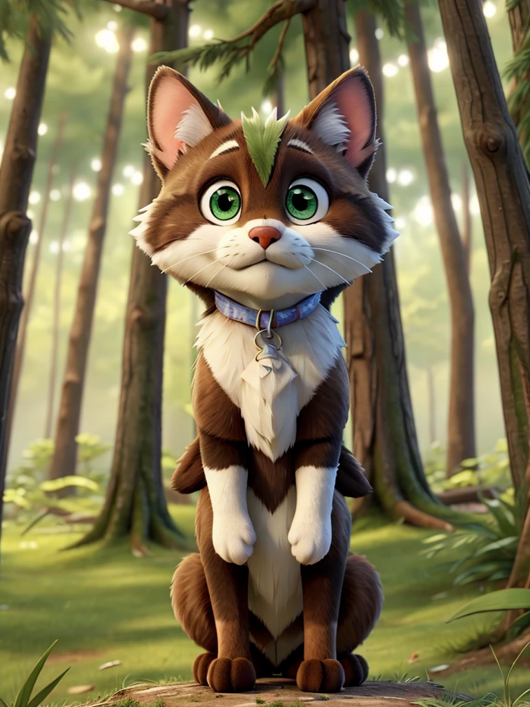 high quality,furry, with heterochromia,In the woods