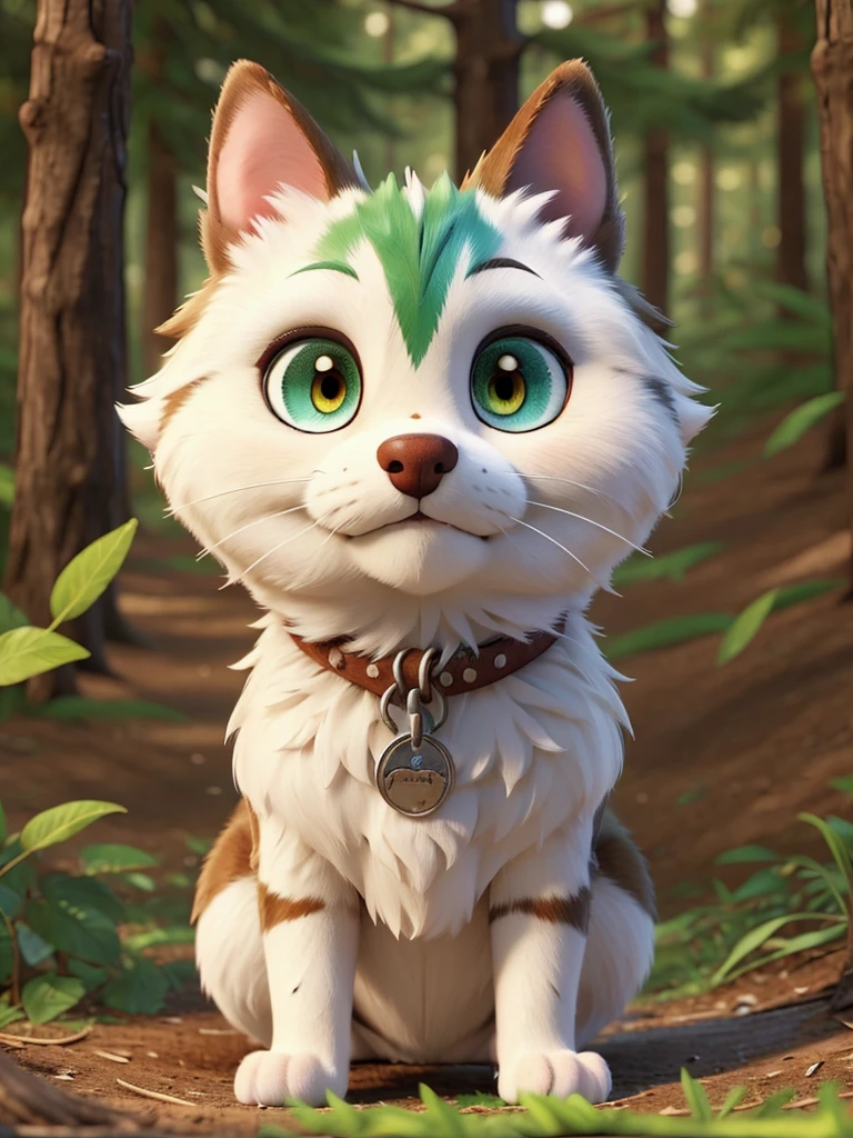 high quality,furry,  with heterochromia,In the woods 