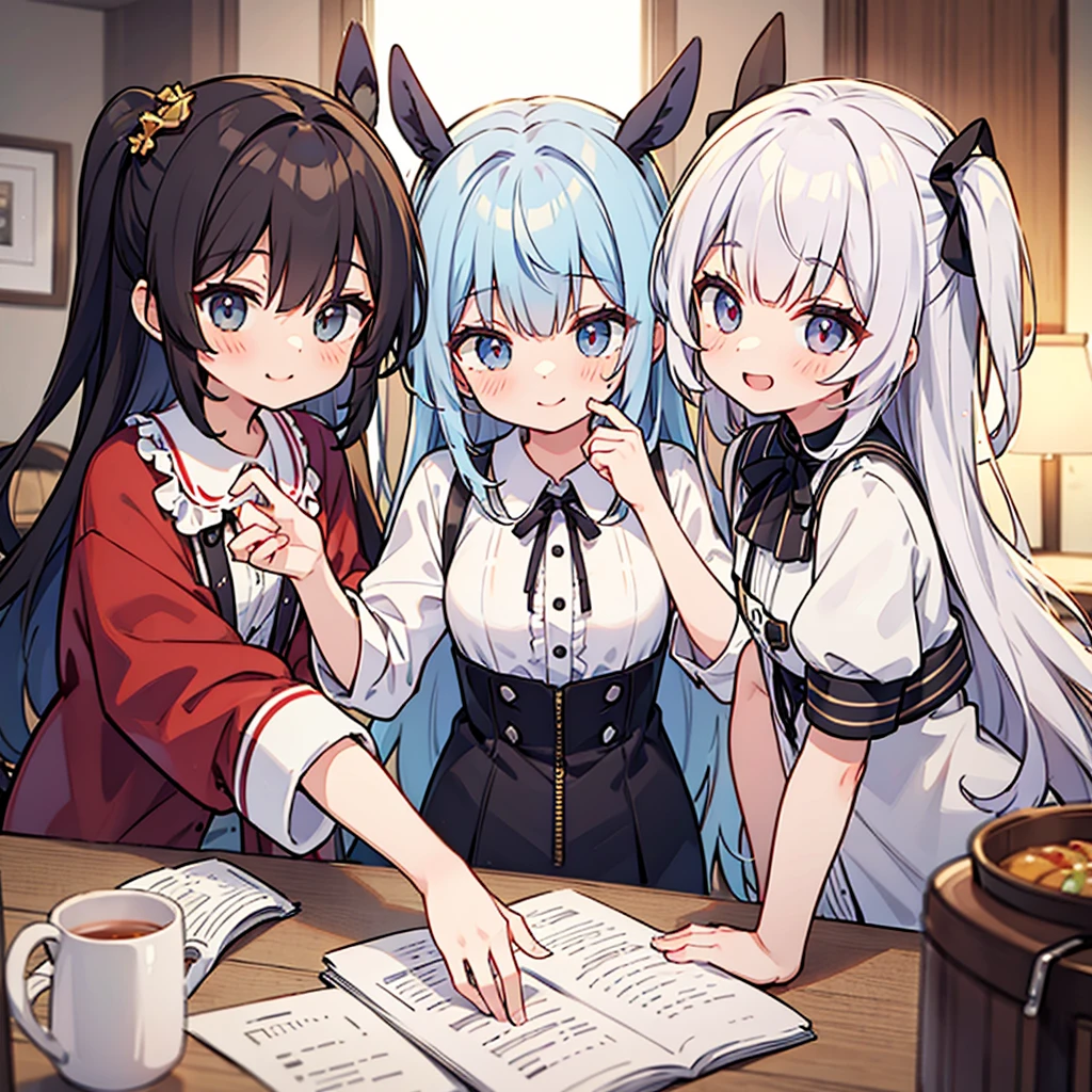 three cute girls、smile