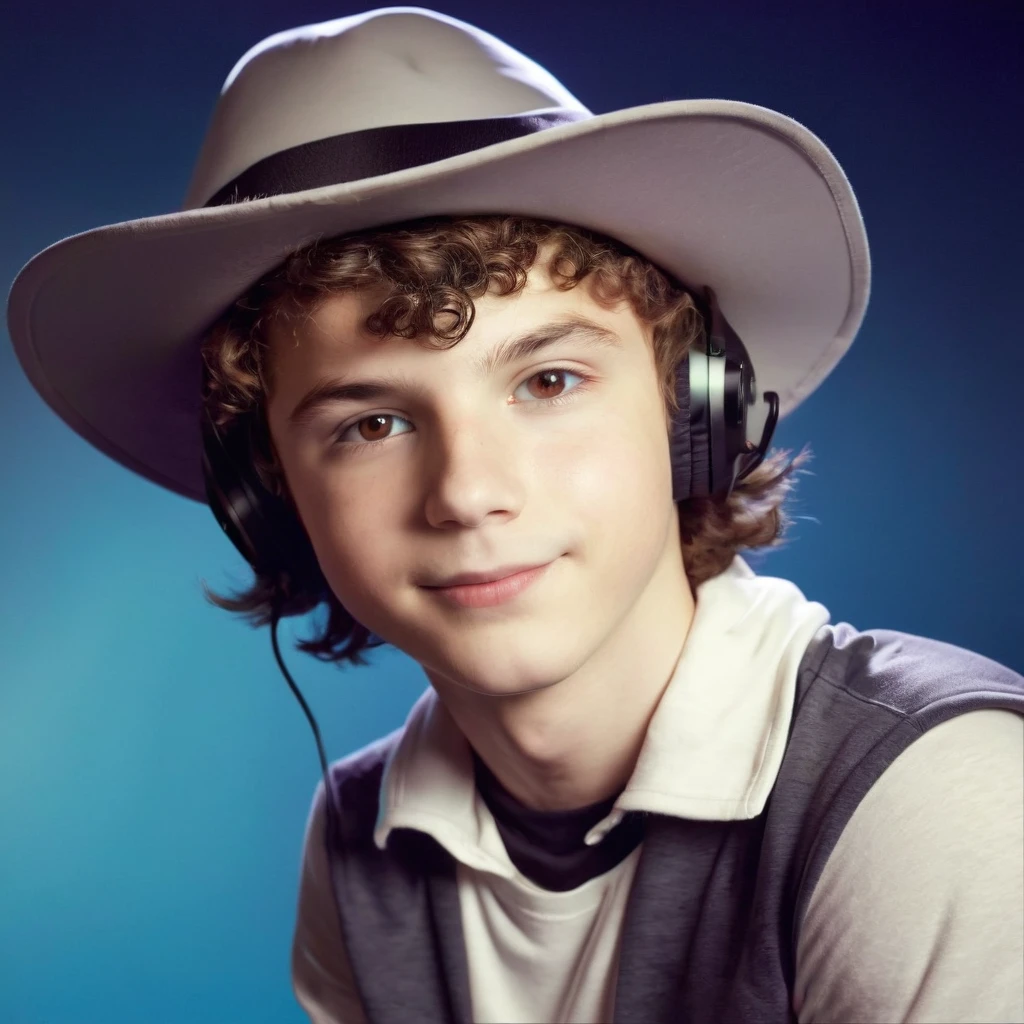 In honor of my son’s birthday.  This look like my kid , like so much 

Prompt: 15 year old Caucasian boy with brown eyes, brown curly short hair and glasses.  wearing long black and white hooded t-shirt, black athletic pants.  he is in his bedroom playing Xbox and wearing a headset.  he has a birthday balloon and gifts nearby
