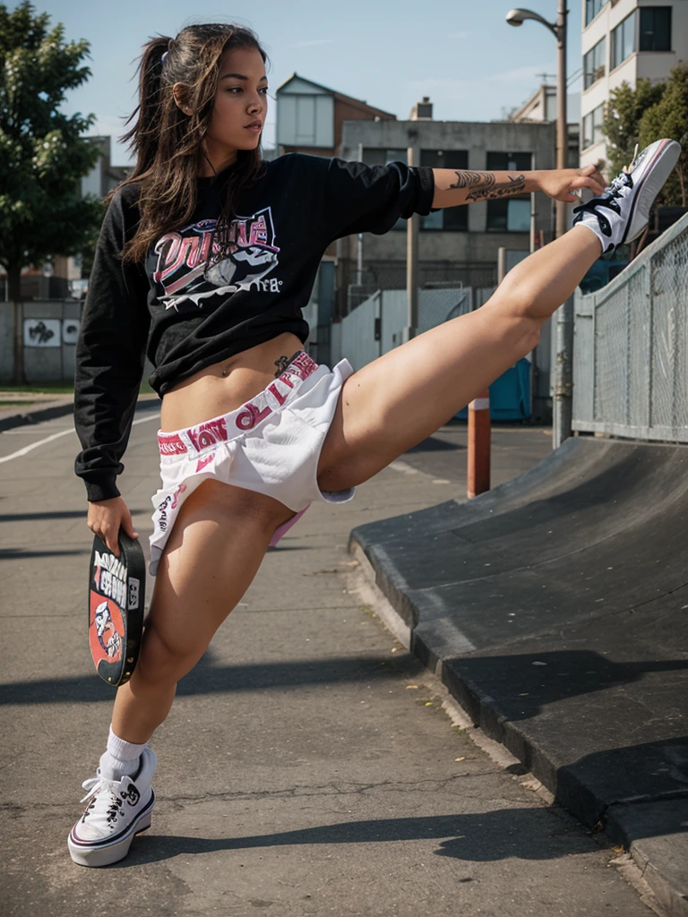 Skateboard pro girl double kick vans punk kickflip
