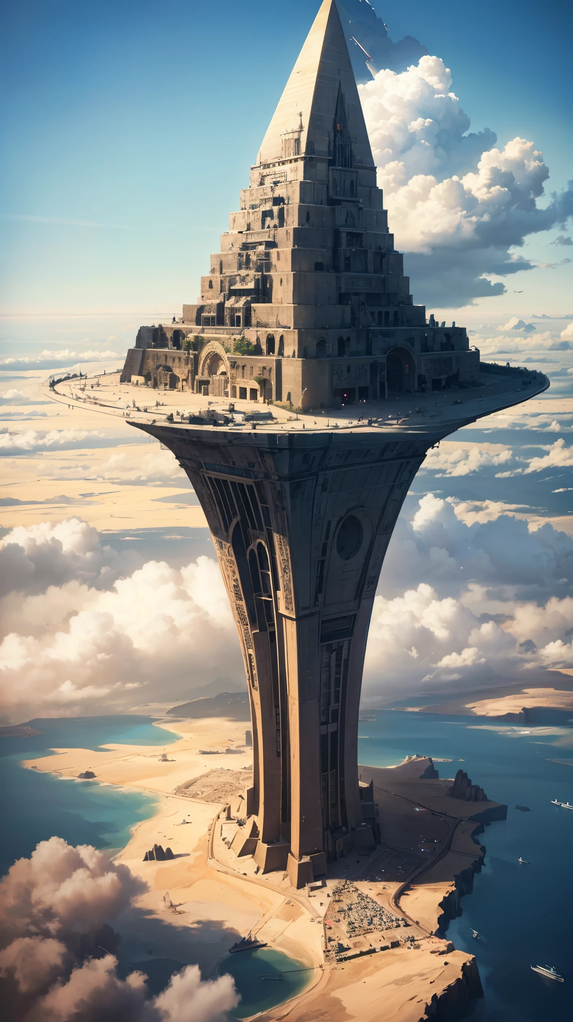 (Highest quality,4K,8k,High resolution,masterpiece:1.2),Super detailed,Realistic,Professional,(aerial photograph:1.2),landscape,panoramic,Vibrant colors,Delicate clouds,Sharp details,Beautifully constructed,Vast land,blue sky,Future Egypt,Skyscraper,Pyramids and science come together,morning,A fusion of rich nature and a futuristic city,masterpiece,Highest quality,超High resolution,(Very detailed:1.2),8k,Realistic,Best aesthetics,beautiful