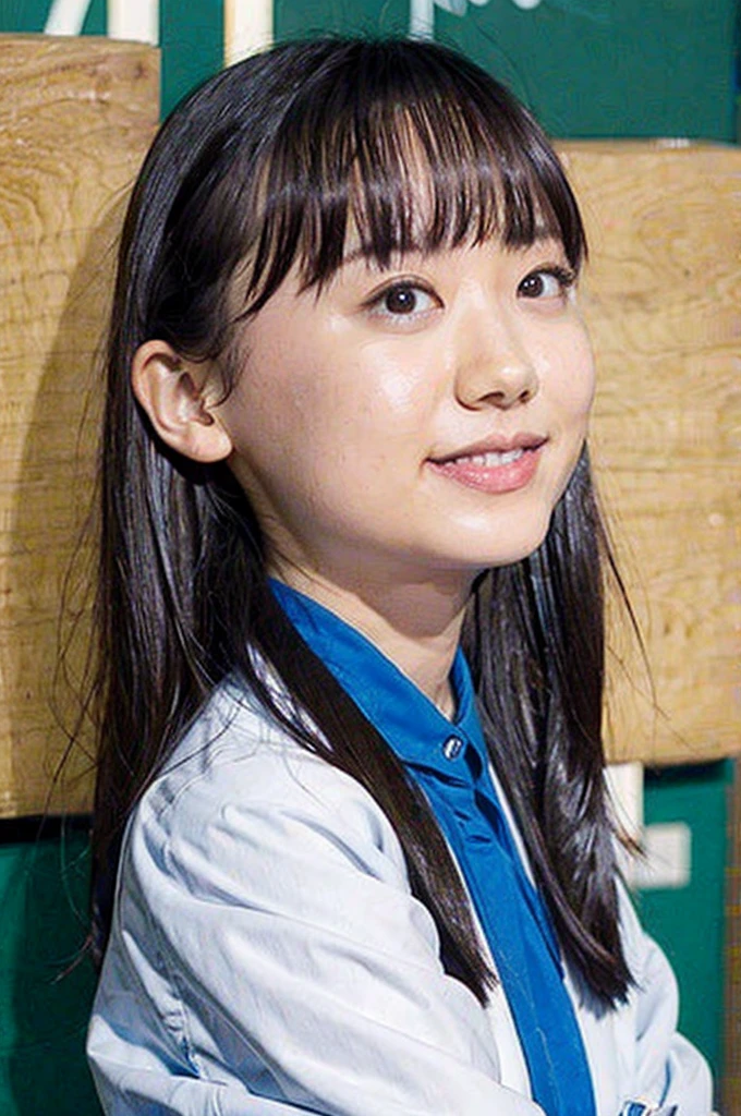 During class, primary school, upper body, (arms behind back:1.1)
