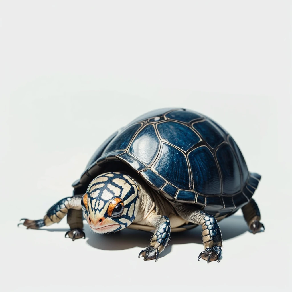 Small Animaly, has blue stripes on his skin, white eyes, turtle mixed with spider, Grassroots, no background