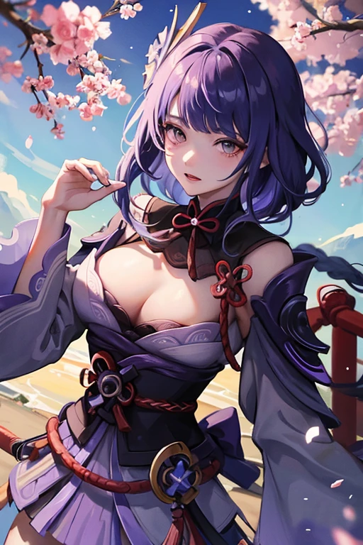 One woman,Genshin Impact, Raiden shogun,Cherry tree