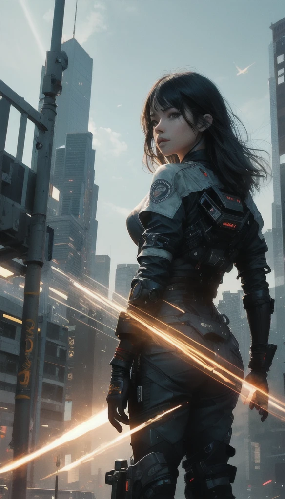 professional photo of an dystopian Andrews Tate holding text: $TADDYS in front of Wwhite House, future tech , breathtaking cityscape, neons, billboards, subtle dust particles, wind, cinematic atmosphere, sci-fi movie, 8k UHD, sharp focus, absurdres, highly detailed, particles, light effect, volumetric lighting, masterpiece by Bladerunner