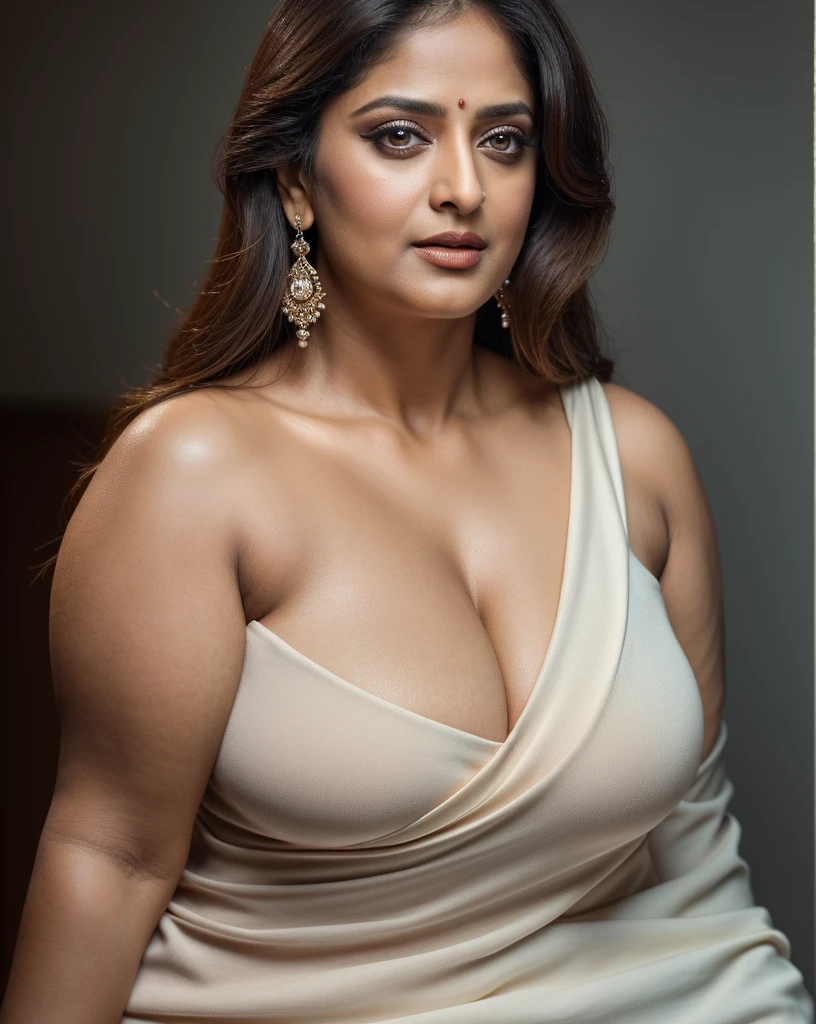 50yo mature MILF Anushka Shetty,((best quality)), ((masterpiece)), ((realistic)), eye kajal, eye liner, mascara, light red lips, curvy hot mommy figure, sensual Beauty, provoking body, extreme sweat, sweat soaked skin, slight stretch marks, alluring figure, bulging figure, thick charming lady, curvy, thick navel, full figured woman, eye kajal, massive breast, full body, styled hair, pierced eyes, female face,royal aura, trend on artstation , sharp focus, studio photo, intricate detail, very detailed, detailed eye, illustration, very detailed, sharp focus, digital render, professional, 4k