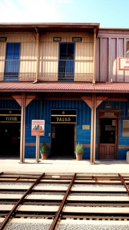 Wild West style city. railroad station