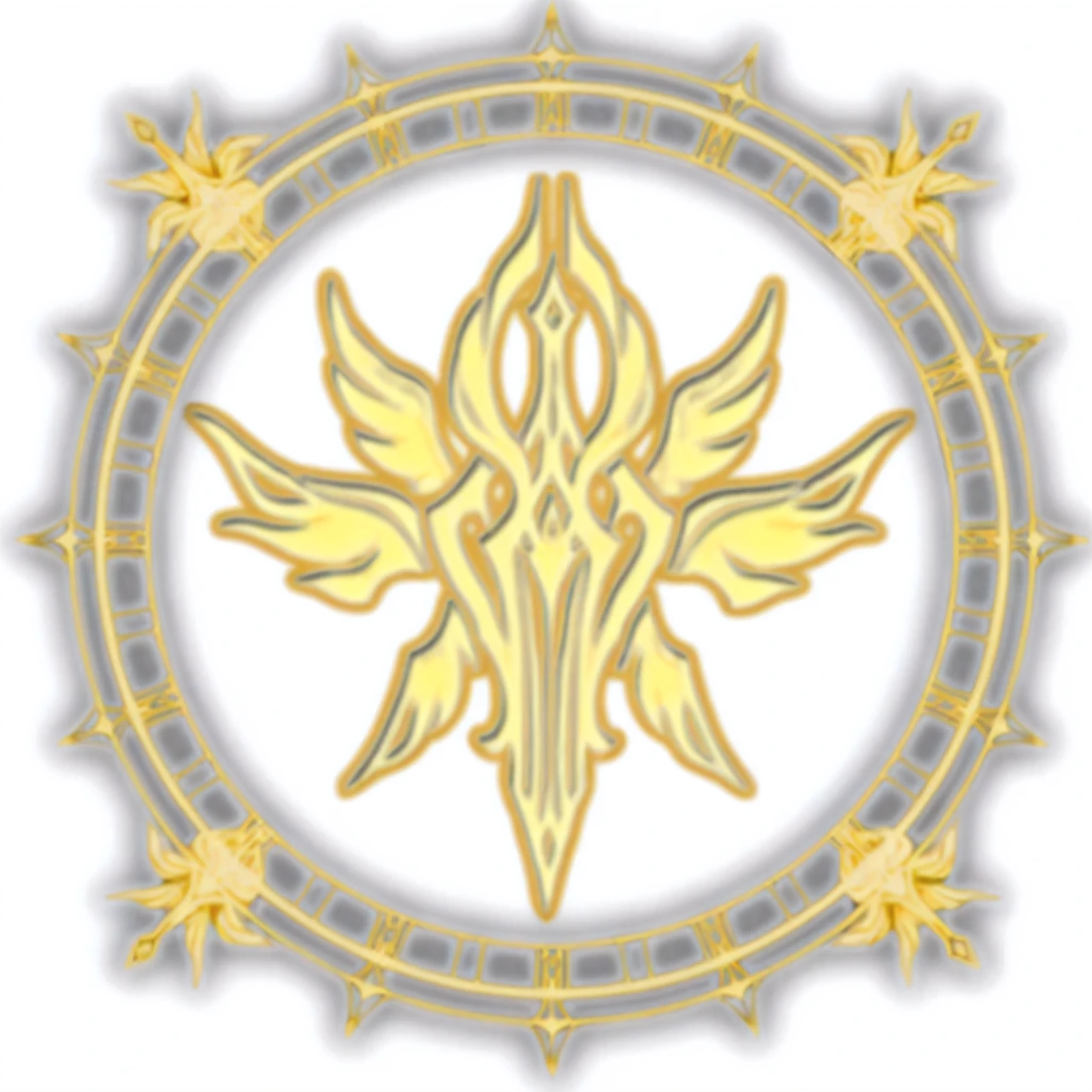 a gold leaf in a circular frame with a black background, golden sun, gungnir, medallion, imperial symbol, symmetry!! concept art, shurikens, golden circlet, emblem of wisdom, leviathan cross, sigil, the dark sun of athas, protoss!!, protoss!!!!, ancient symbol behind it, cathedral of sun, shiny!!