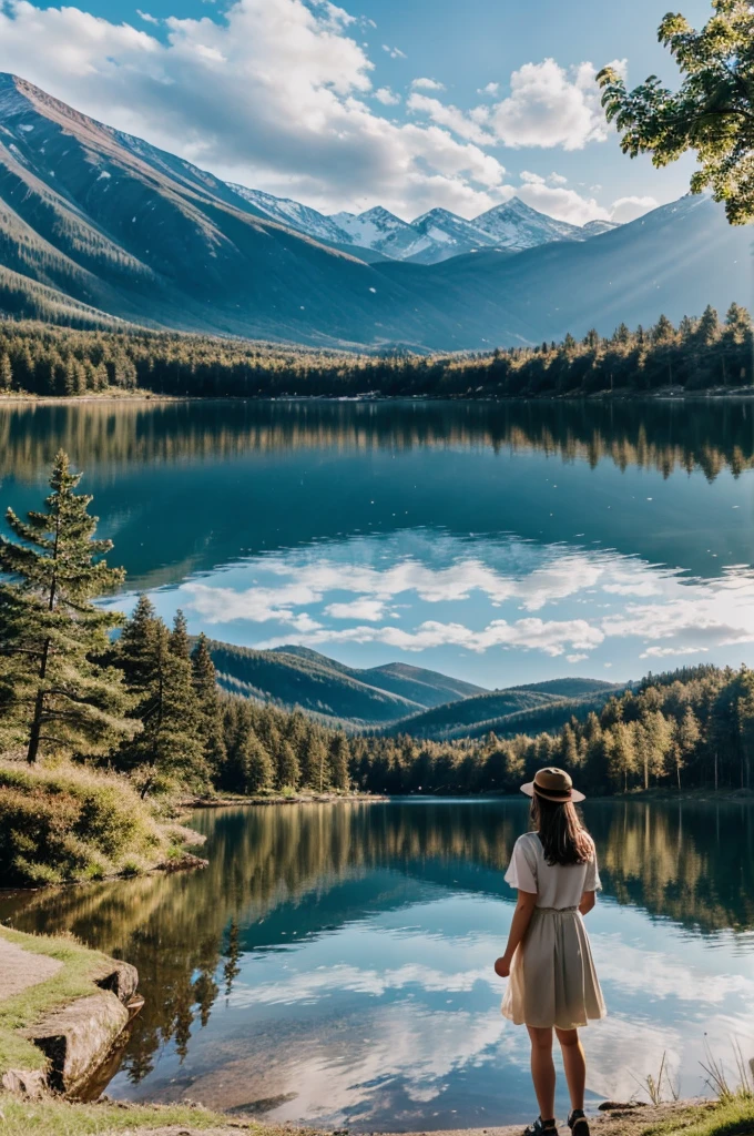 Emma explored further, she stumbled upon a sparkling lake 