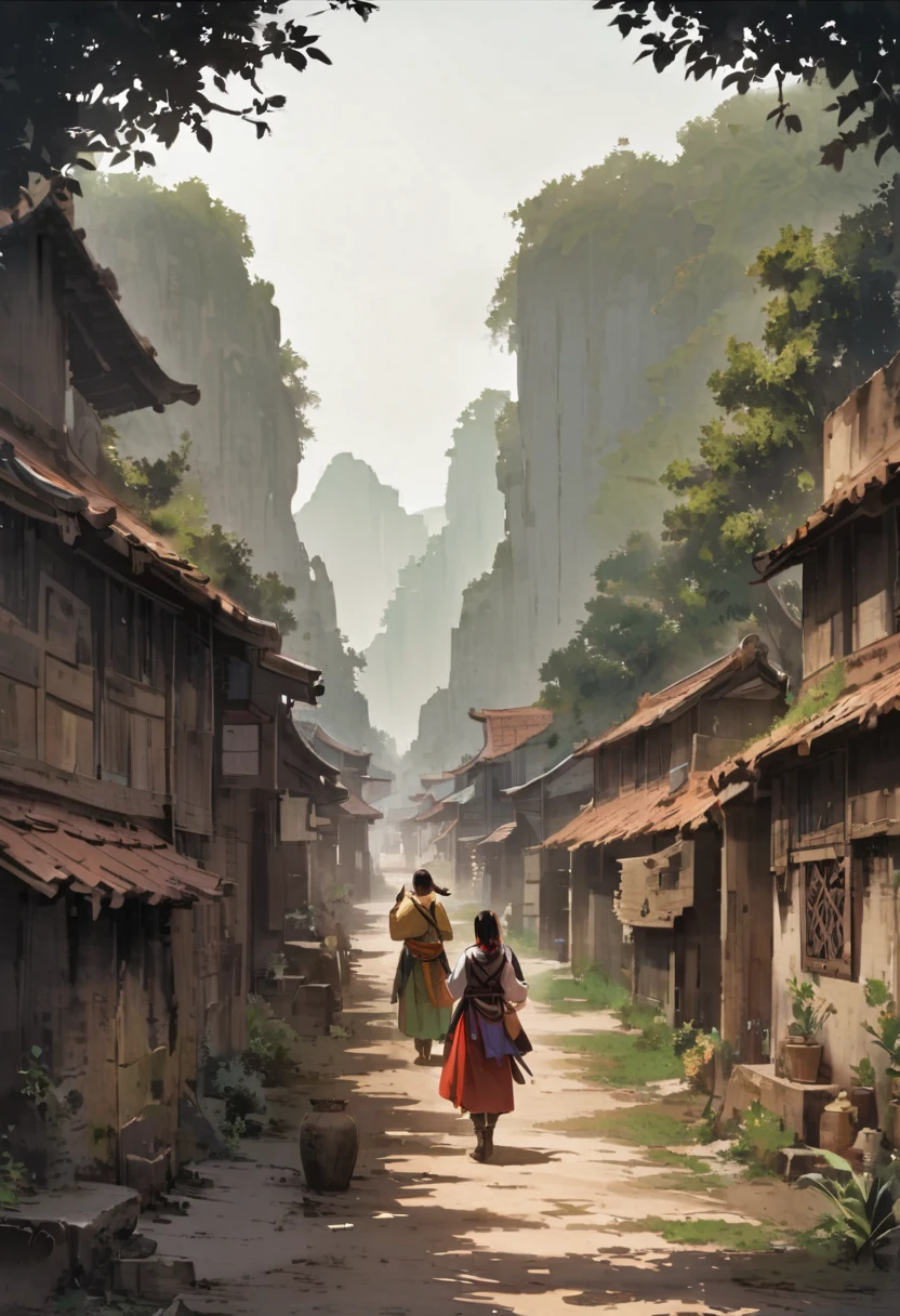 Dynamic Angle、In the jungle、Amazoness Village、Indian Village、background、scenery