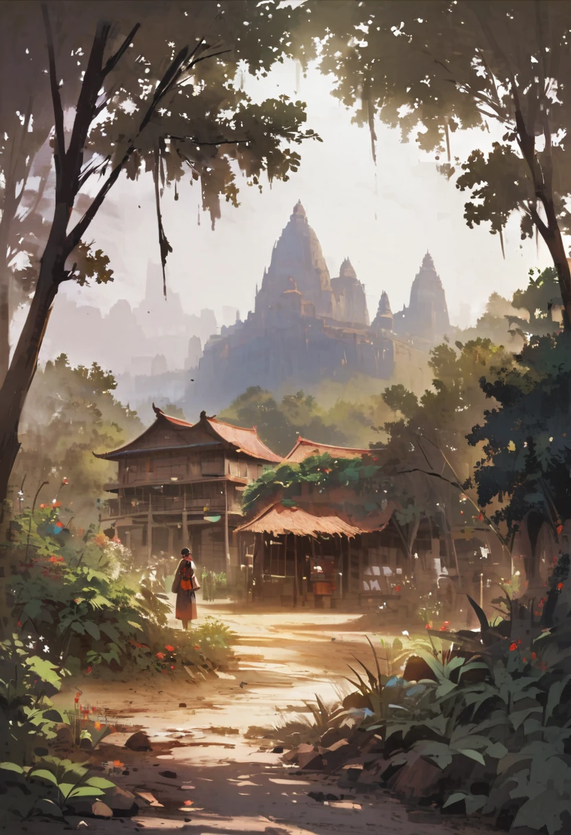 Dynamic Angle、In the jungle、Amazoness Village、Indian Village、background、scenery