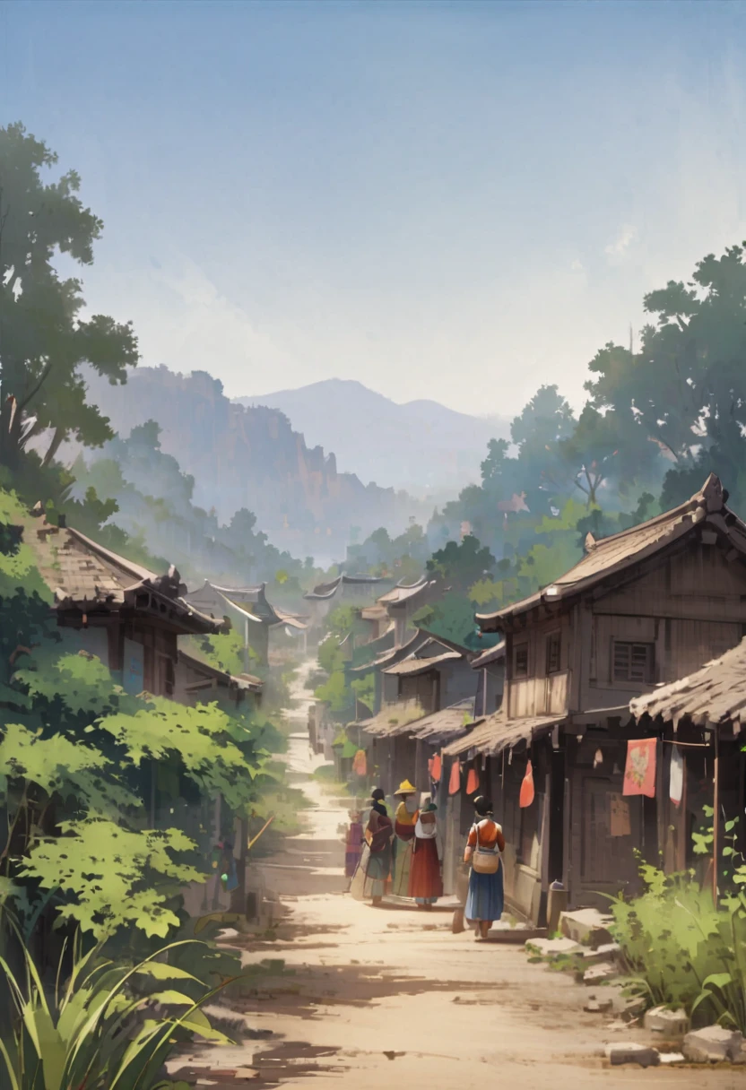 Dynamic Angle、In the jungle、Amazoness Village、Indian Village、background、scenery
