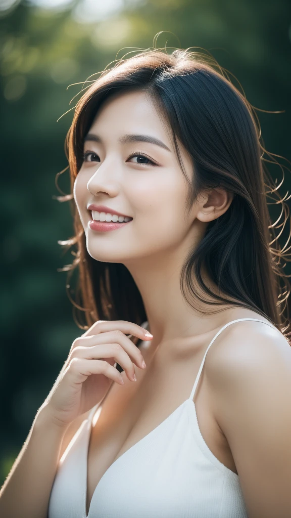 (masterpiece:1.3),(8K,photorealistic,raw photo,best quality:1.4),Japanese,(1 girl),beautiful face,(realistic face),17 years old,(black hair),beautiful hairstyle,beautiful eyes,beautiful eye details,(realistic skin),beautiful skin,attractive,high resolution,ultra-realistic,high quality,golden ratio,legs to shoulders visible,beautiful skin details,(cute:1.2),(black hair),(J-pop idol),(upper thighs:0.6),(depth of field),soft light,lens shine,gaze,(droopy eyes:1.2),straight teeth,smile,flowing hair,(blonde:1.2),brown eyes,movie scene,film,full color,4K,8K,16K,raw photo,masterpiece,professional photo,cleavage,shoulders exposed,kissing face with eyes closed,big breasts,slim body,index finger over mouth