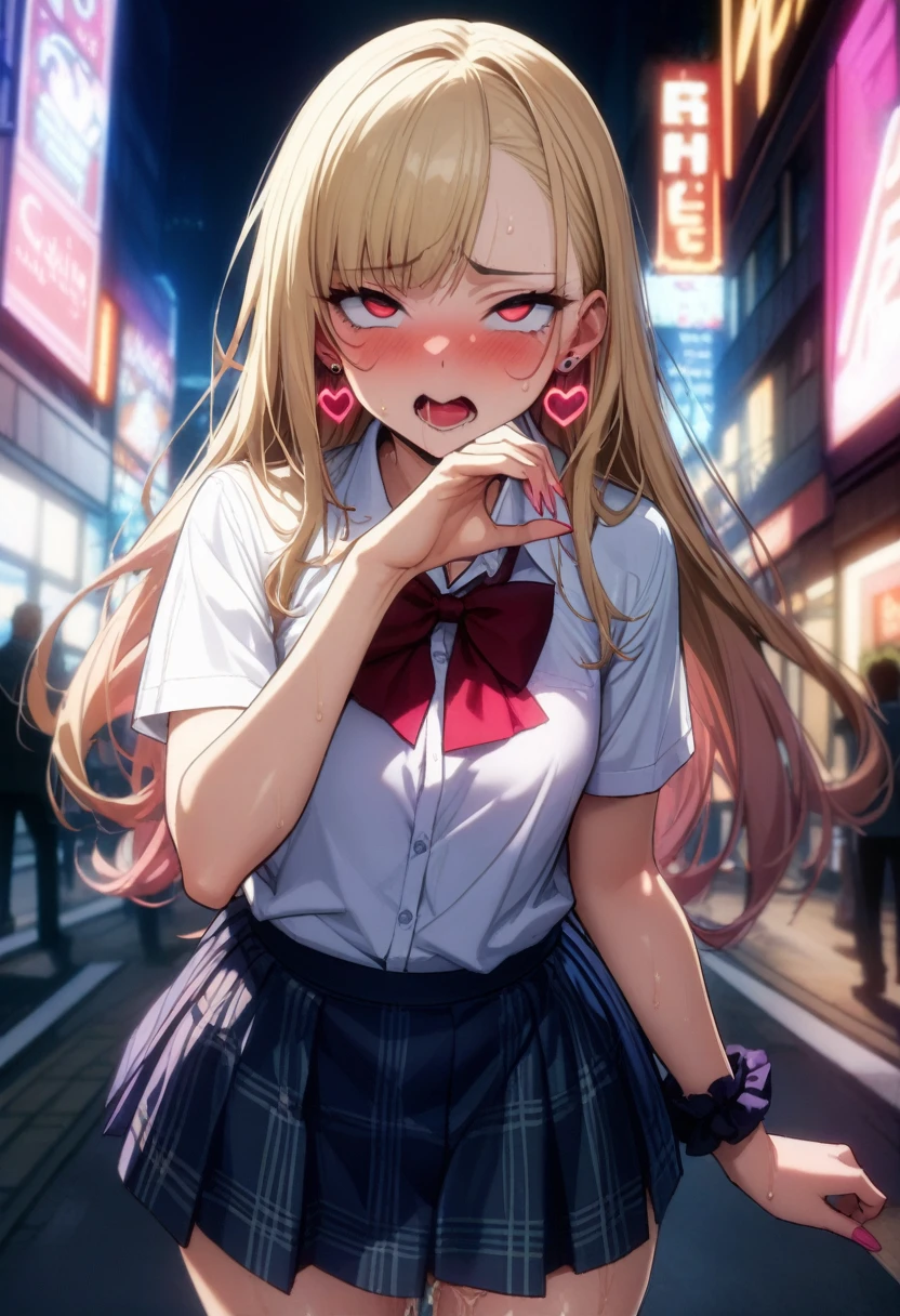 masterpiece, Highest quality, とてもbeautiful, Absurd, up to date,One girl, (Contempt, Disgust,Shadowed face,View your viewers,Frowning),Heart shaped gesture,
marin kitagawa, Long Hair, Blonde, Red eyes, Earrings, Earrings, ear Earrings, stud Earrings, Black Choker, Loose tie,  , White collared shirt, Blue Skirt, Pleated skirt, Plaidスカート, Wrist scrunchies, Long nails, Pink Nails, nail art,NSFW(Vagina Penis)((One man and one woman,Have sex)),Are standing,Vagina Penis,Small breasts,Ahegao,,masterpiece, Highest quality, Show your underwear　Expressionless　look down　 ((Skirt flip))Roll up your skirt　crowd　garden　Stand on the track　((Skirt flip))Roll up your skirt ,Open clothes,Collared shirt,Sweater vest, Plaidプリーツミニスカート, Knee socks、 Detailed face、One Girl、Frills、Black Ribbon、, (Very detailedな:1.2), (Very detailed:1.3), blue eyes, String ribbon, High Waist Skirt, blouse、Frills、jirai kei attire、Spread your legs々々Spending time surrounded by、Fat man　((女性器からのsemen:1.2))Exposed nipples, Breast milk, clitoris, White pee, semen, Love Juice, clitoris, White urine, semen, (Glowing Skin,Oily skin,Shiny skin),(Perfect Anatomy),Open your mouth,Cute pose,Midnight Downtown,Lots of neon lights,Urban hustle and bustle　She confessed, at least, lift up the skirt、 (Medium chest:1.2), break skirt, Knee socks, bow, red bow, , Jacket, Pleated skirt, black Knee socks, zettai ryouiki, Plaid, Plaid skirt, blazer, break looking at viewer, break outside, break (masterpiece:1.2), Highest quality, High resolution, unity 8k wallpaper, (shape:0.8), (緻密でbeautiful目:1.6), 非常にDetailed face, Perfect lighting, Very detailedなCG, (Perfect hands, Perfect Anatomy), blush、Sweat、 Looking at the audience, abdomen, Contrasting, Cowboy Shot, Ahegao, Ahegao,Light Pink Bra、Pink underwear、Pink pants、((Light pink lace panties))、Sexy pose　Fascinating、黒のKnee socksックス、 Panty shot、Head to toe、少し下からの構shape、,Sexy pose,少し下からの構shape、lift up the skirt、Show your underwear、Under the spotlight、delicate underwear、(((Show off your underwear)))、Spread your legs、Detailed garbage pile on background、、Dark Room、Scatterでg of food waste、(Used condom litter:1.4),Absurd, High resolution, (Anime Style:1.1), ((Tabletop)), ((Highest quality)), (Very detailed), (beautiful), alone, beautiful face、(lift)、(信じられないほどDirty roomでゴミの上に座っている、Cute operation smartphone:1.4)、The room is full of rubbish、Garbage containing rolled up tissue、There are also cockroaches、Dirty room、Love Hotel