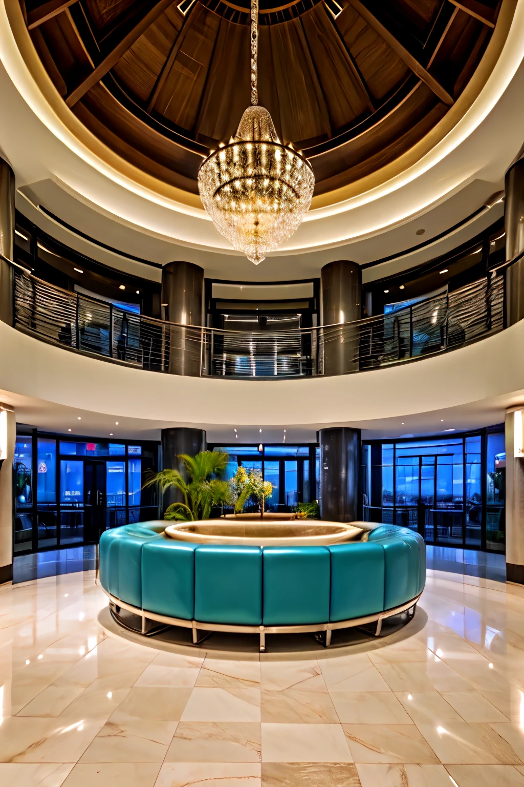 oceanic, futuristic, ((detailed)) lobby, interior design, ((best quality))
