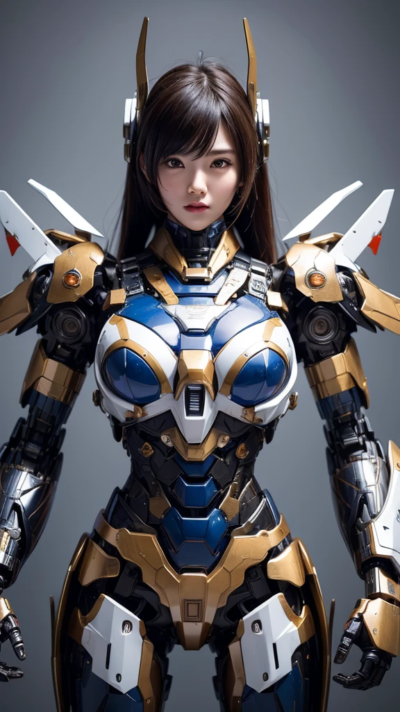 Textured skin, Super Detail, high details, High quality, Best Quality, hight resolution, 1080p, hard disk, Beautiful,(Super Heroine),Oppai Missile,beautiful cyborg woman,Mecha Cyborg Girl,Battle Mode,Girl with a Mecha Body,She wears a battle cyborg mech with a weapon,Fulll body Shot