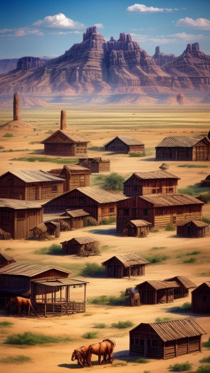 City on the plains in wild west style.