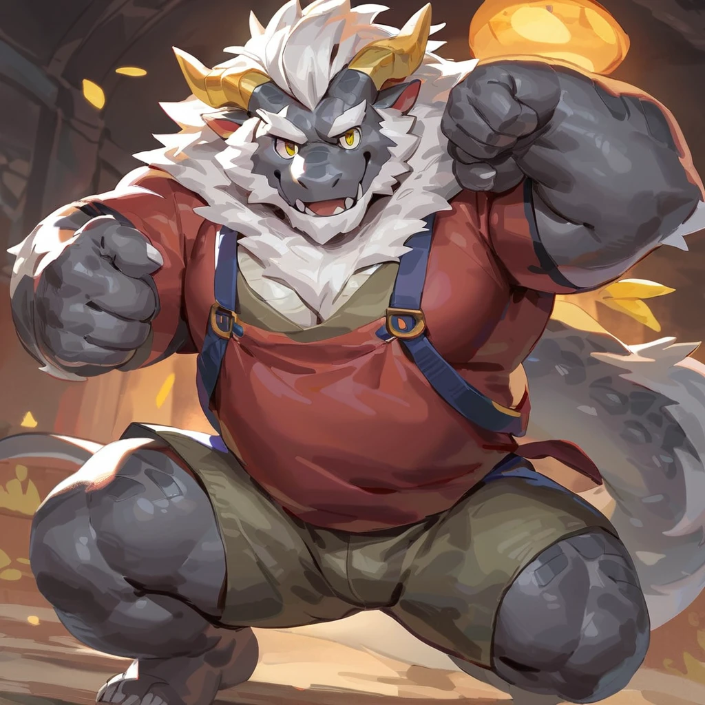 (artist: jacketbear,lindong, null-ghost, dangpa, gamma_g, kulplant),male, sfw, eastern dragon, , bara, big chest, simple bg, one fluffy tail, old man, fluffy mane, , grey body, white hair, solo, scales, detailed scales, casual outfit, dragon horns, yellow iris, big eyes, white beard, fluffy hair, detailed face:2.0, one tail, masterpiece:2.0, perfect eyes:2.0, good anatomy:2.0, full body:2.0