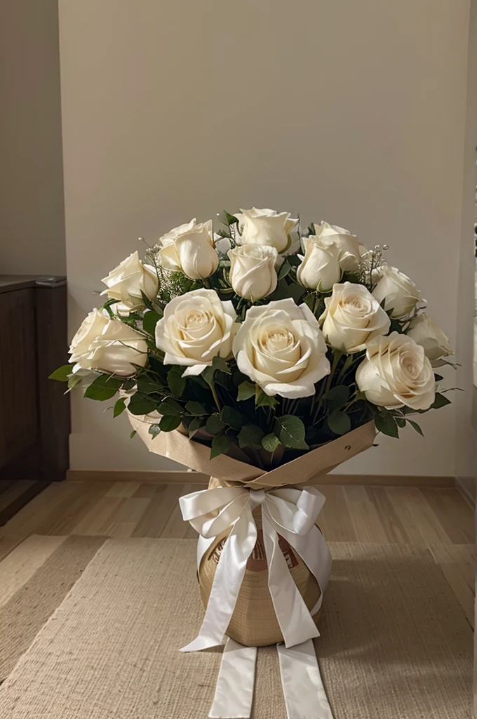 Big white rose bouquet