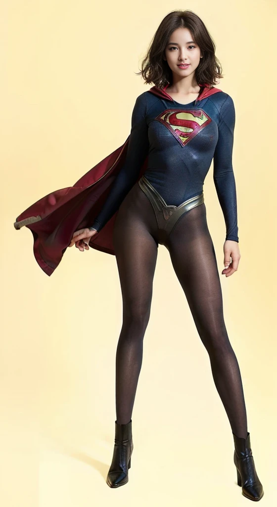 No background、(((Beautiful legs in black tights.)))、(((Legally express the beauty of your smile)))、((((Make the most of your original images)))、(((体にぴったりフィットするSupergirl Costume)))、(((Supergirl Costume)))、(((Beautiful Short Hair)))、(((She is winking cutely.)))、(((Please wear black tights....、Wear red boots)))、((Best image quality、8k))、((Highest quality、8k、masterpiece:1.3))、(((Preserve background )))、Sharp focus:1.2、Beautiful woman with perfect figure:1.4、Slim Abs:1.2、Wet body:1.5、Highly detailed face and skin texture、8k
