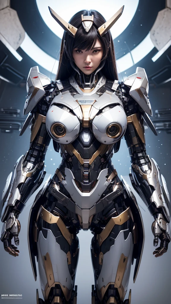 Textured skin, Super Detail, high details, High quality, Best Quality, hight resolution, 1080p, hard disk, Beautiful,(Super Heroine),Oppai Missile,beautiful cyborg woman,Mecha Cyborg Girl,Battle Mode,Girl with a Mecha Body,She wears a battle cyborg mech with a weapon,Fulll body Shot