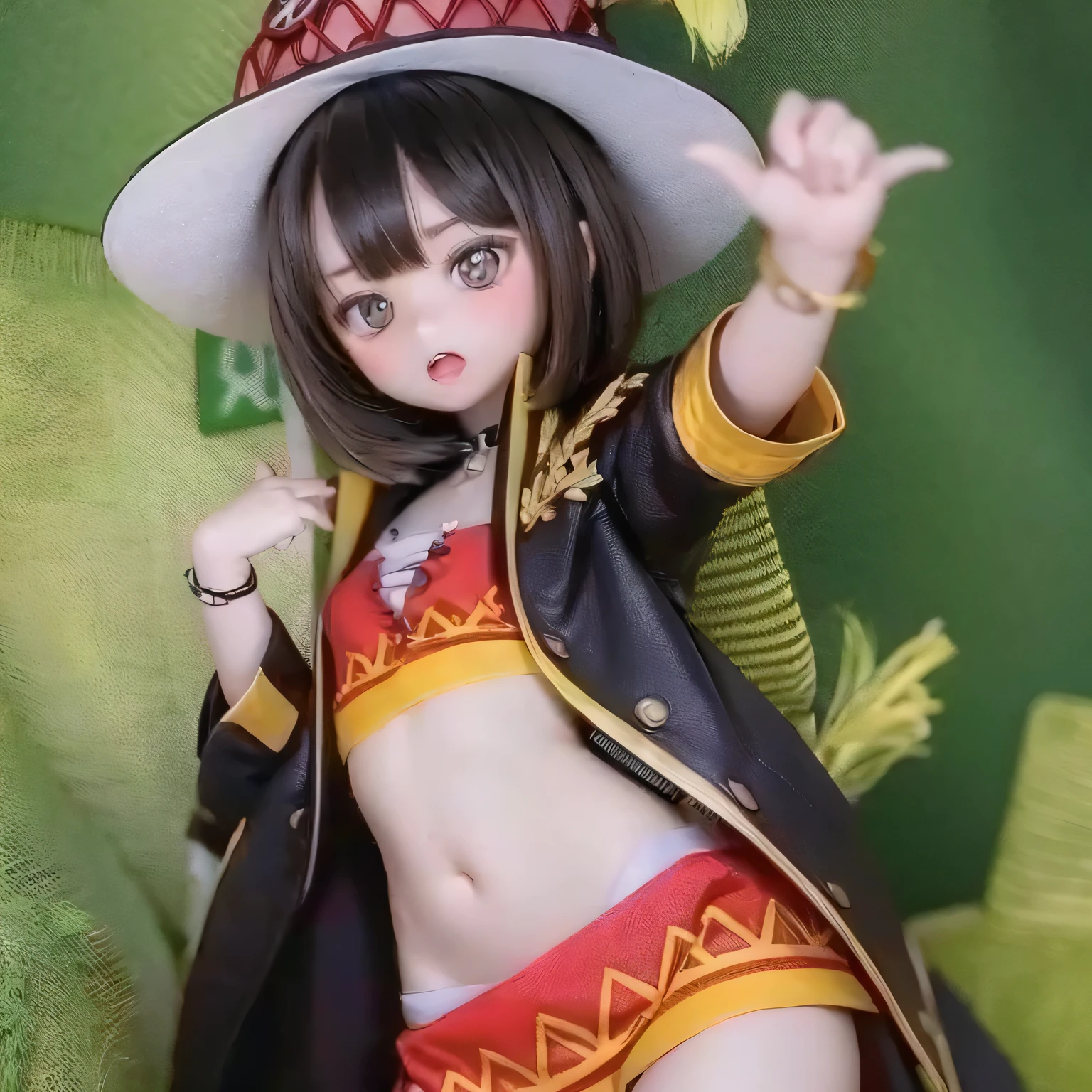 Chibi Contrapposto Big Hat Flat Chest Megumin Girl Photorealistic