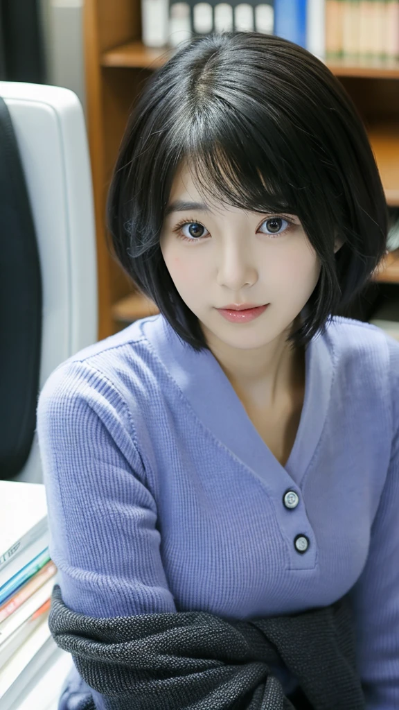A korean girl, secretary, short hair,black hair