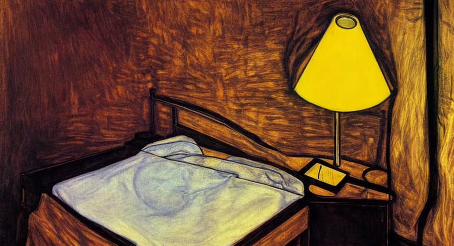 bed and a lamp