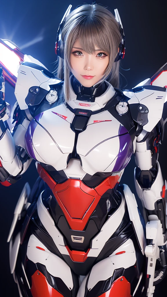 Textured skin, Super Detail, high details, High quality, Best Quality, hight resolution, 1080p, hard disk, Beautiful,(Super Heroine),Oppai Missile,beautiful cyborg woman,Mecha Cyborg Girl,Battle Mode,Girl with a Mecha Body,She wears a battle cyborg mech with a weapon,Fulll body Shot