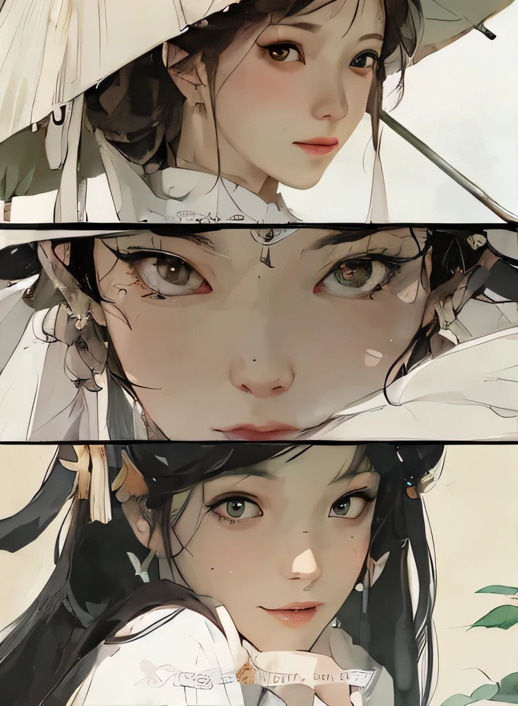 there are two pictures of a woman with an umbrella and a cat, artwork in the style of guweiz, guweiz, beautiful character painting, guweiz on artstation pixiv, guweiz on pixiv artstation, stunning anime face portrait, beautiful digital artwork, wlop rossdraws, detailed digital anime art, guweiz masterpiece
