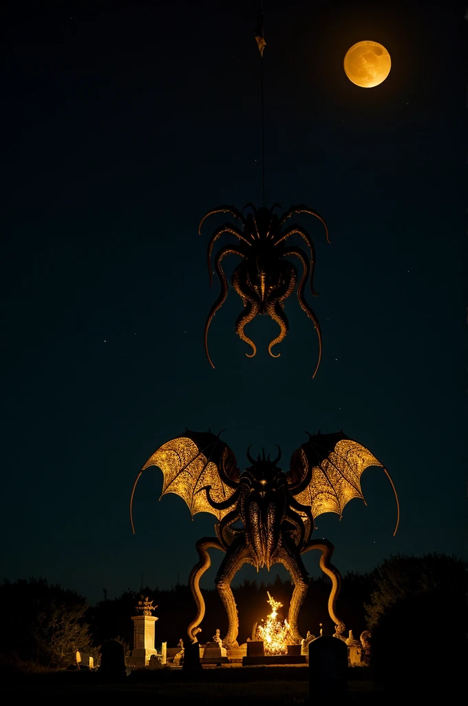 web,Huge,insect creature,moon light,corpses hanging in cobwebs,kingdom,lock,fire,disgust,Game,That's incredible,Magic,people,torches,Critters,statues,graveyard,dread,murder,Cthulhu.