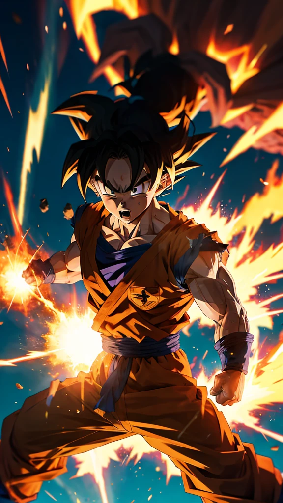 Goku super Sayajin, lutando, poderes , explosions 