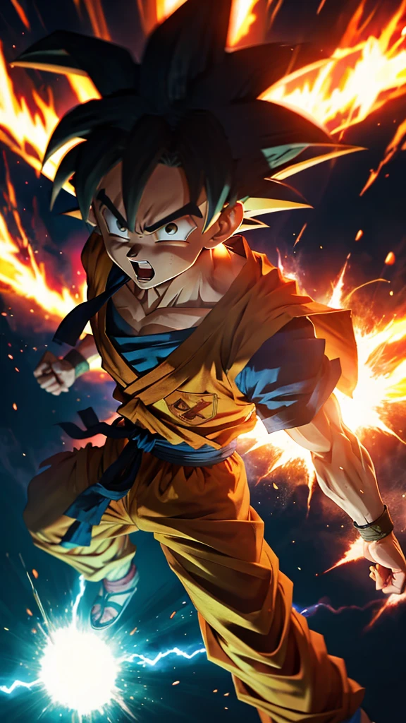 Goku super Sayajin, lutando, poderes , explosions